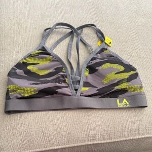 L.A. Gear Gray and Yellow Camo Sports Bra